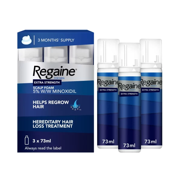REGAINE® for Men Extra Strength Scalp Foam 5% w/w Cutaneous Foam 73ml Triple Pack